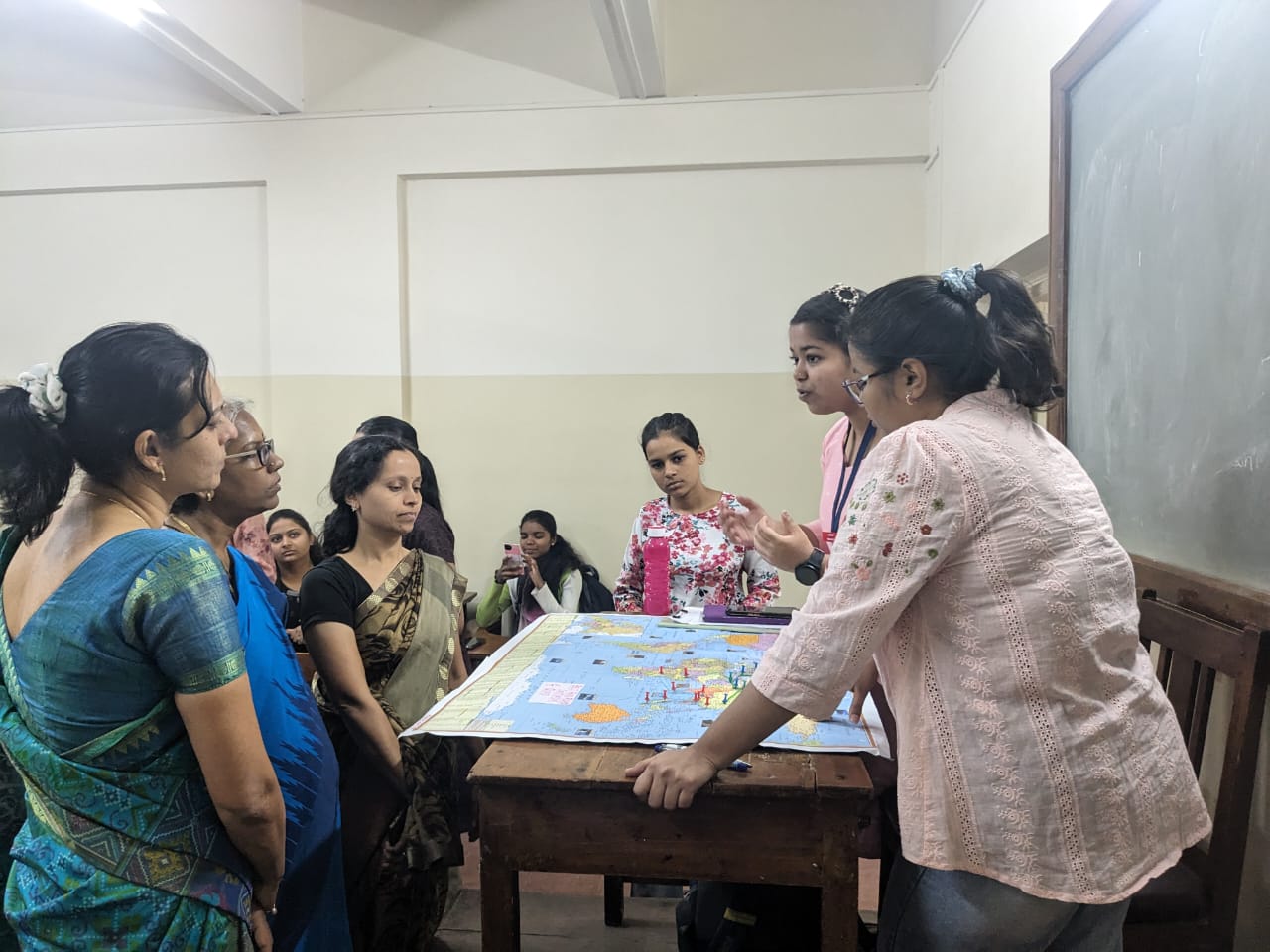 Students passionately presenting their topics to the audience- Exhibition- Water Politics- Dept of Politics and Public Administration 2023-24